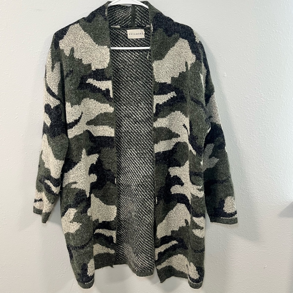 Dreamers Green and Cream Knit Cardigan